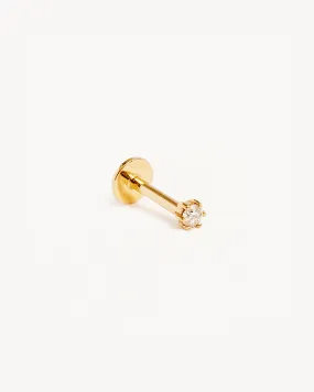 14k Solid Gold Diamond Sweet Droplet Cartilage Flatback Earring