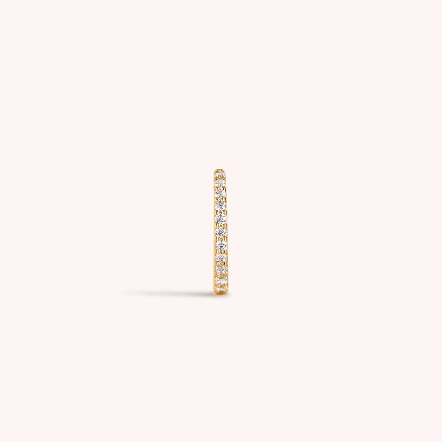 14K Solid Gold Diamond Tiny Hoop Earring 8mm