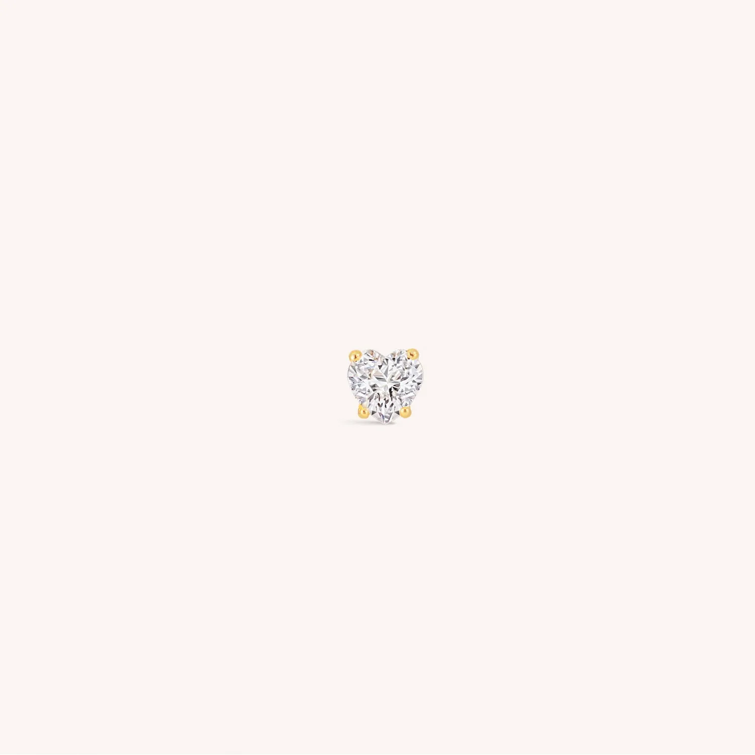 14K Solid Gold LoveBeat CZ Flatback Earring