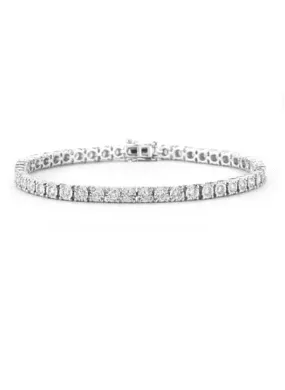 14k White Gold 4.00Ct Diamond Tennis Bracelet Faceted Head