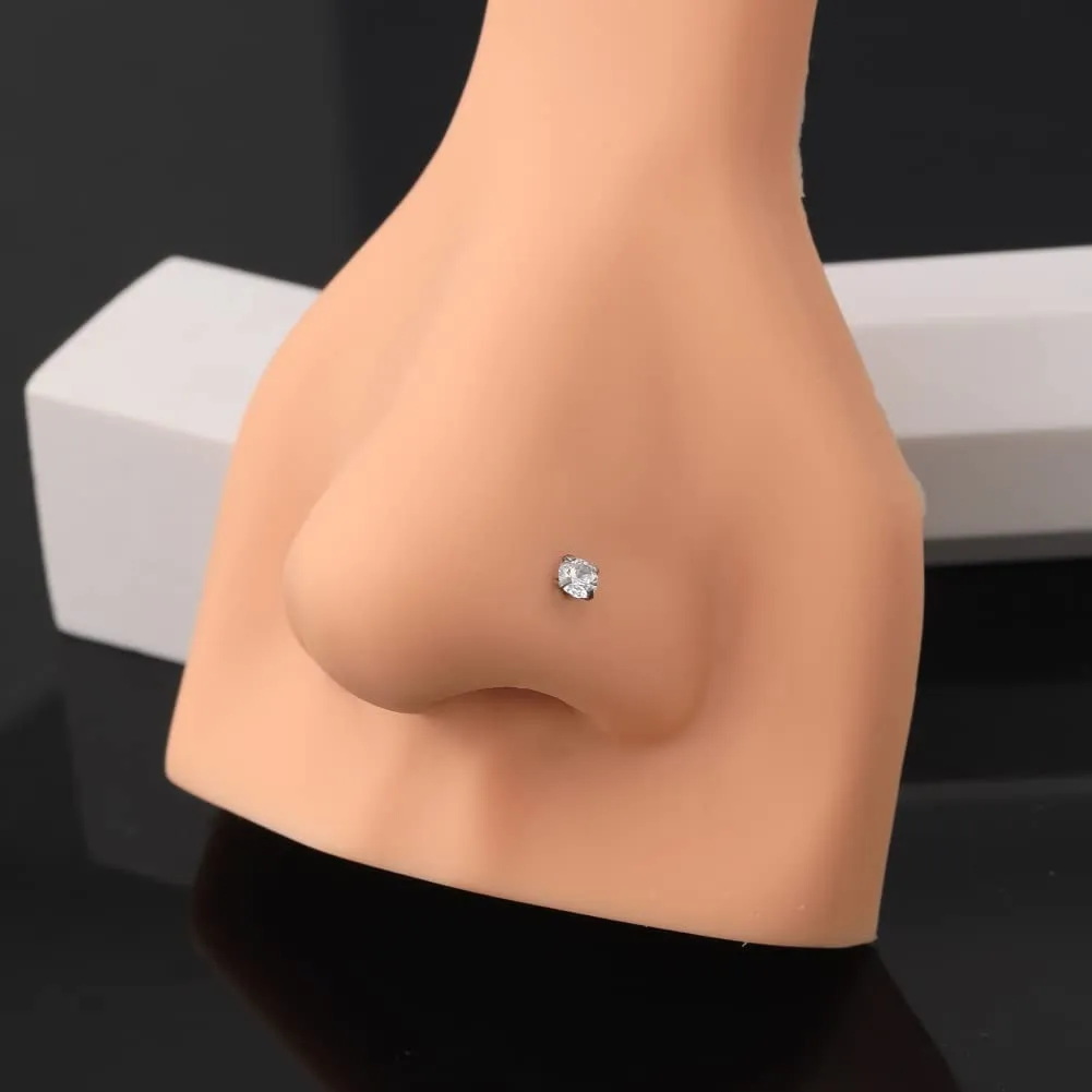 20G 3PCS Titanium Nose Screw CZ Stud Pack