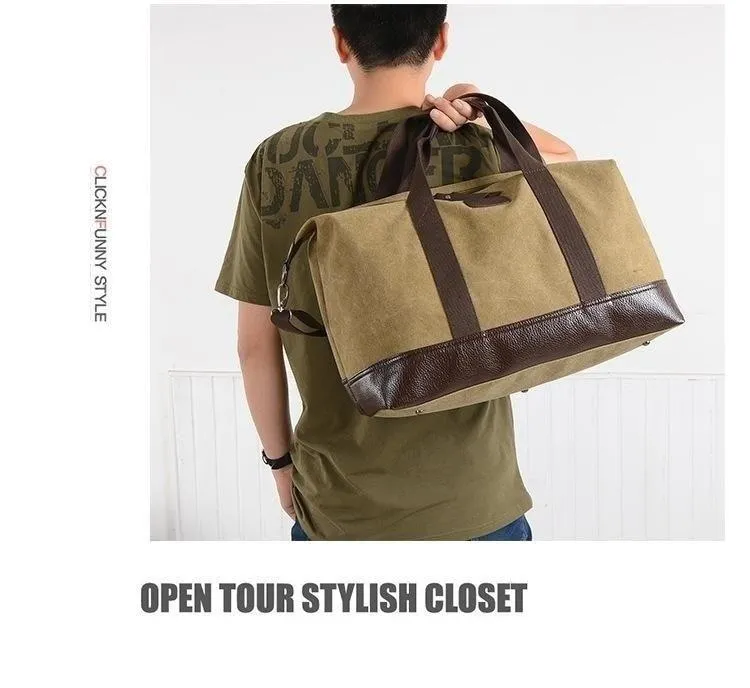 5 Colors Large Capacity Canvas Casual Travel Big Tote Bags for Men