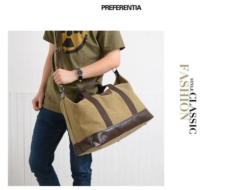 5 Colors Large Capacity Canvas Casual Travel Big Tote Bags for Men