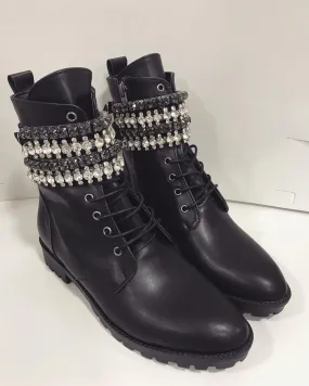 ADEL CRYSTAL STONE ANKLE BOOTS