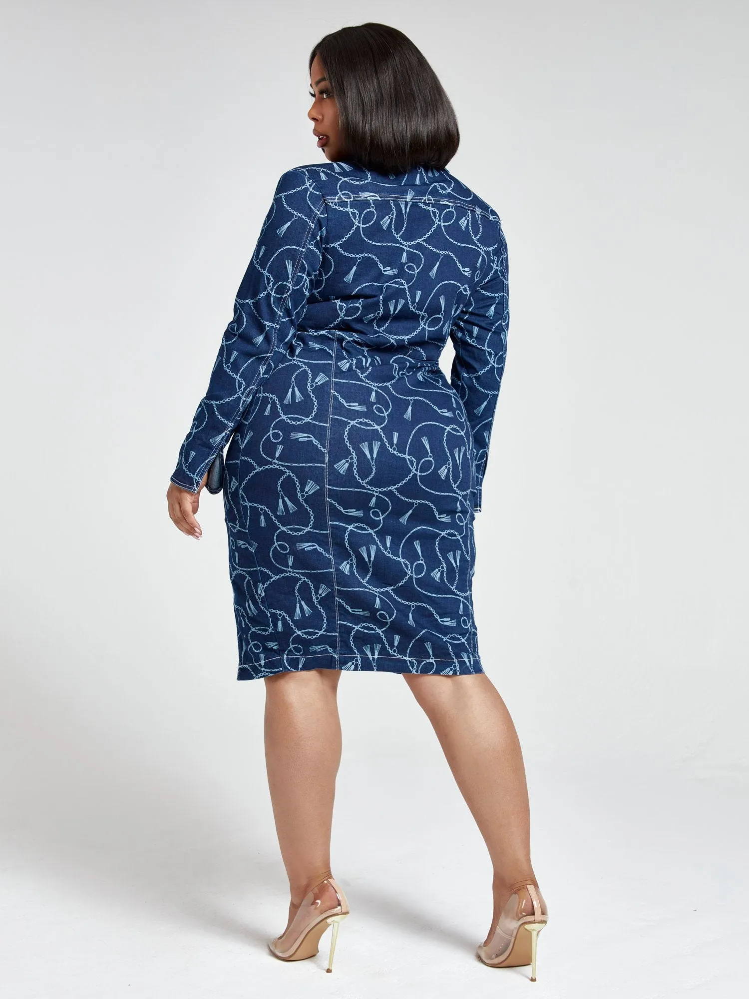 Alanna Chain Print Denim Dress
