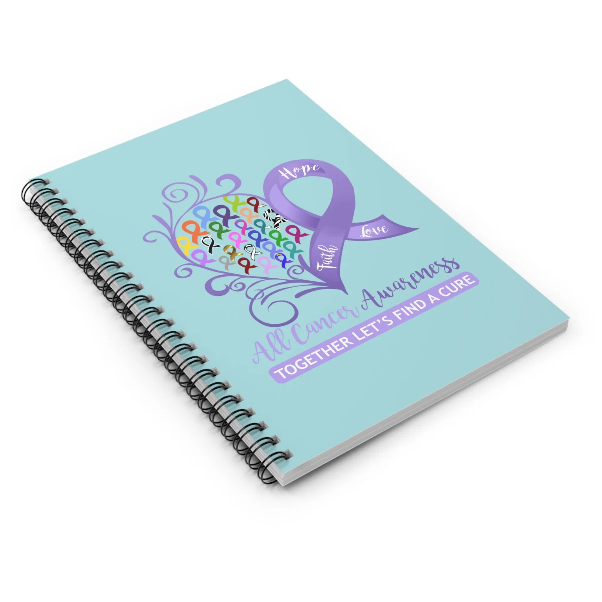 All Cancer Awareness Heart Spiral Journal - Ruled Line
