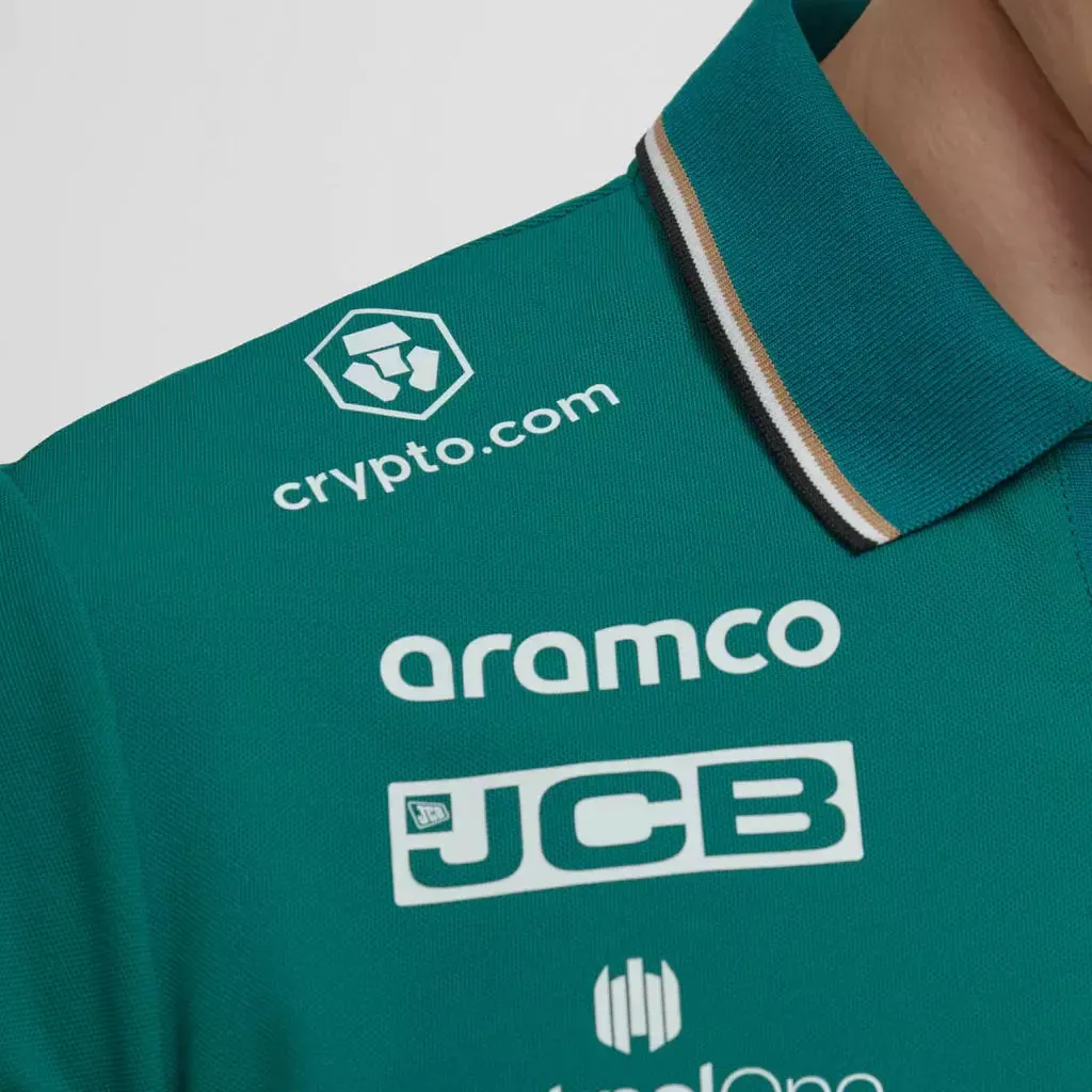 Official Aston Martin Cognizant F1 2023 Mens Green Team Polo Shirt - Stylish Motorsport Apparel