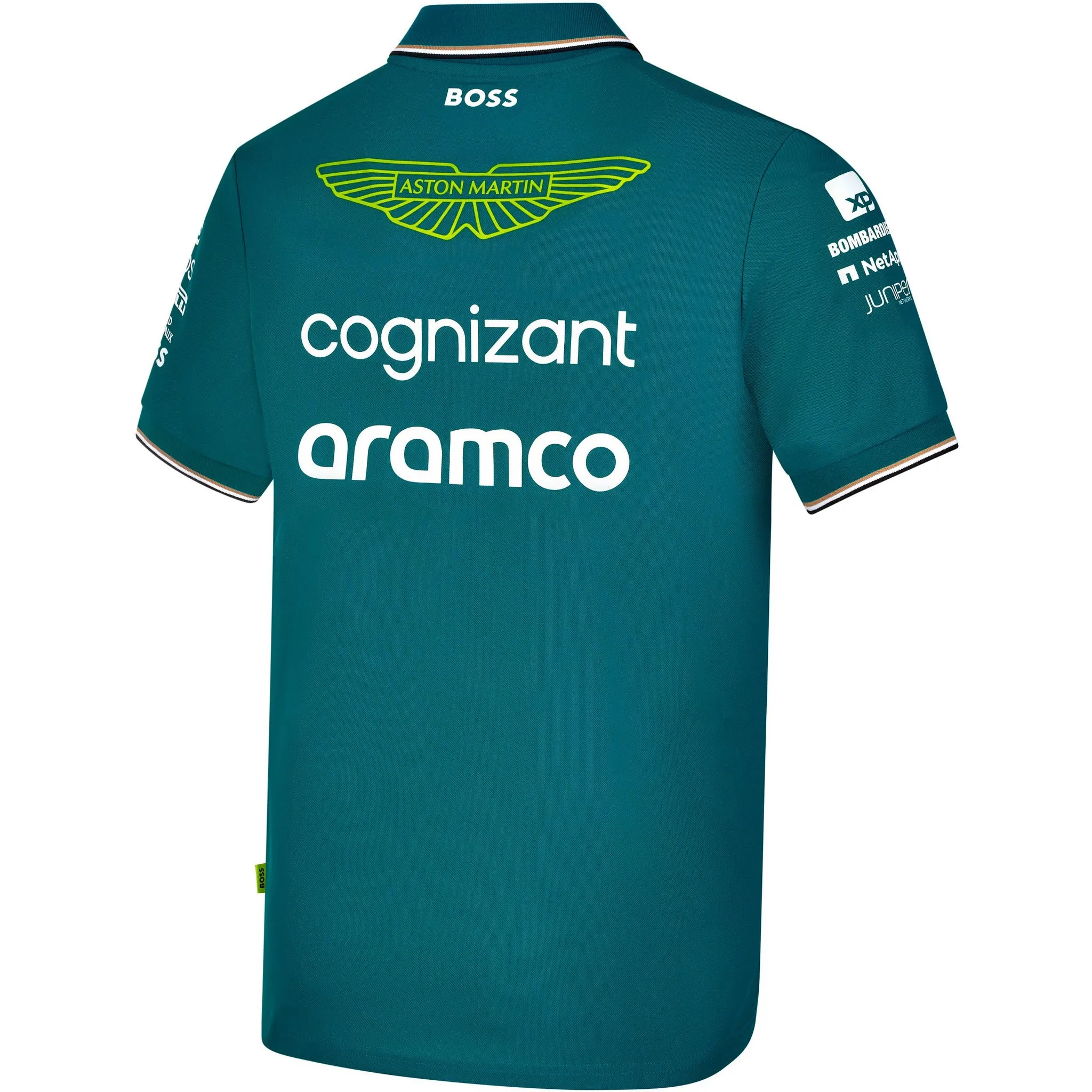 Official Aston Martin Cognizant F1 2023 Mens Green Team Polo Shirt - Stylish Motorsport Apparel