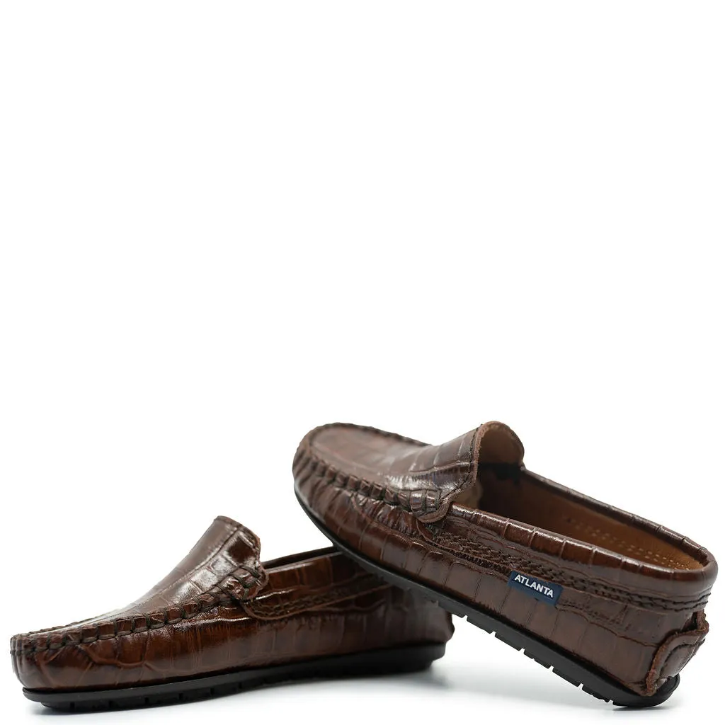 Atlanta Mocassin Cognac Croc Loafer