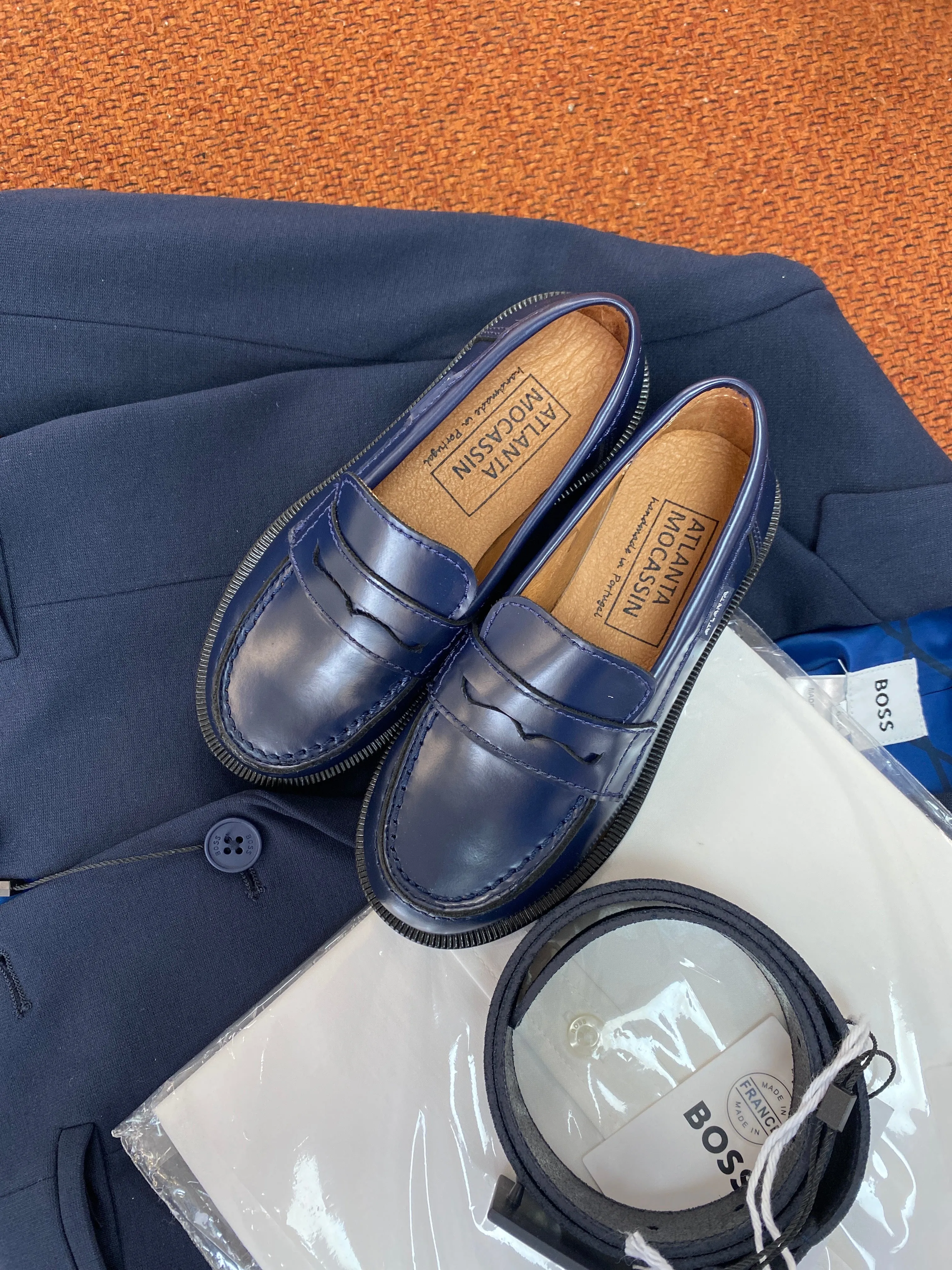 Atlanta Mocassin Navy Shine Penny Loafer