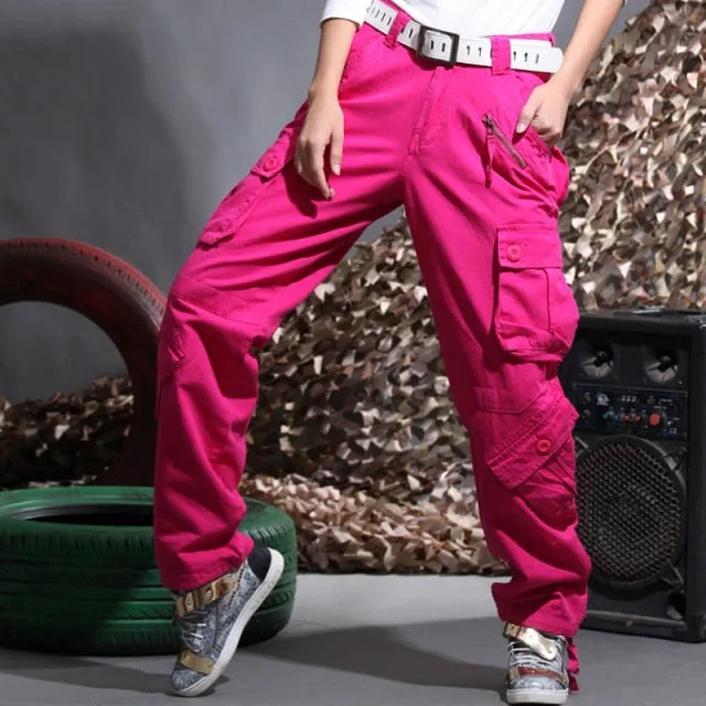 Autumn Winter Unisex Blue Many Pockets Cargo Pants Joggers Trousers