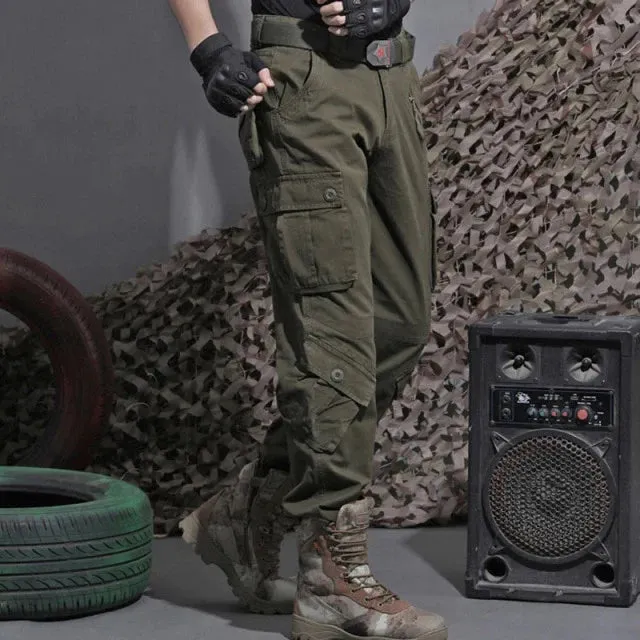 Autumn Winter Unisex Blue Many Pockets Cargo Pants Joggers Trousers