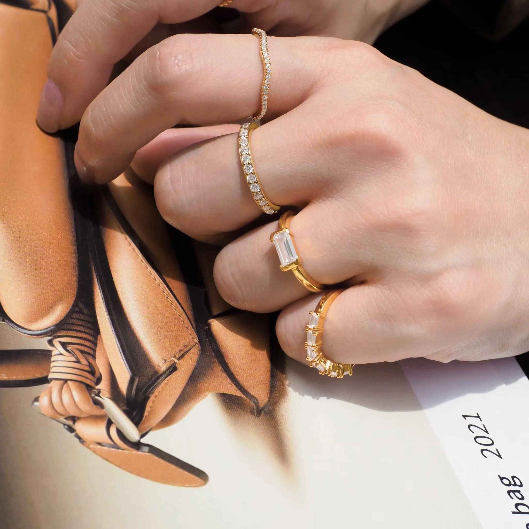 Baguette Crystal Piramid Ring