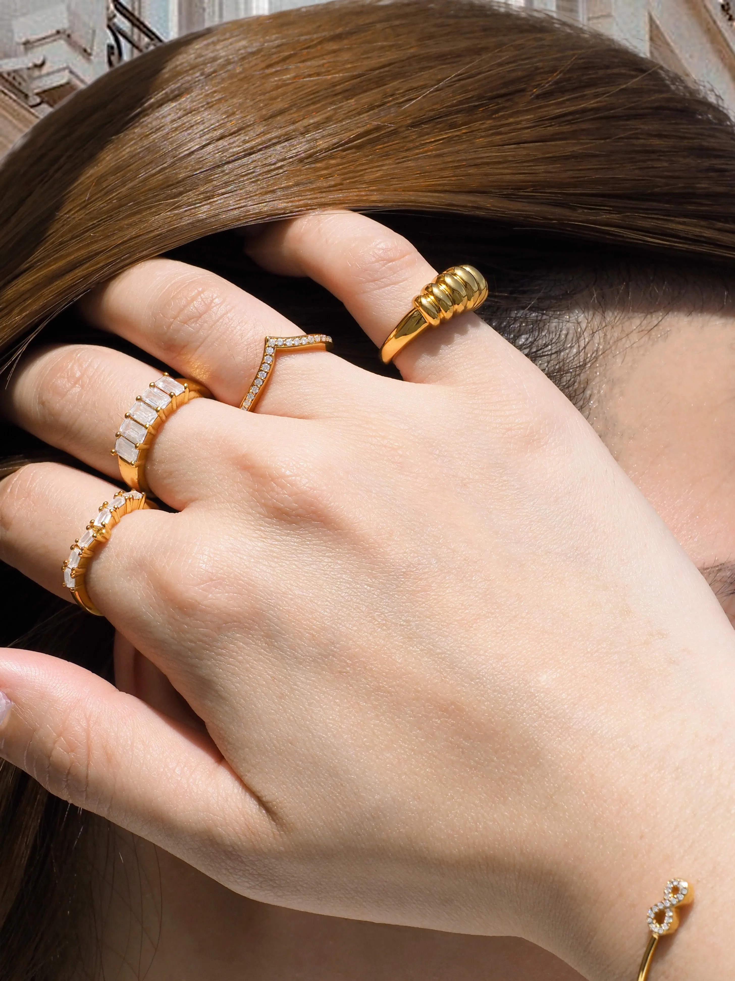 Baguette Crystal Piramid Ring