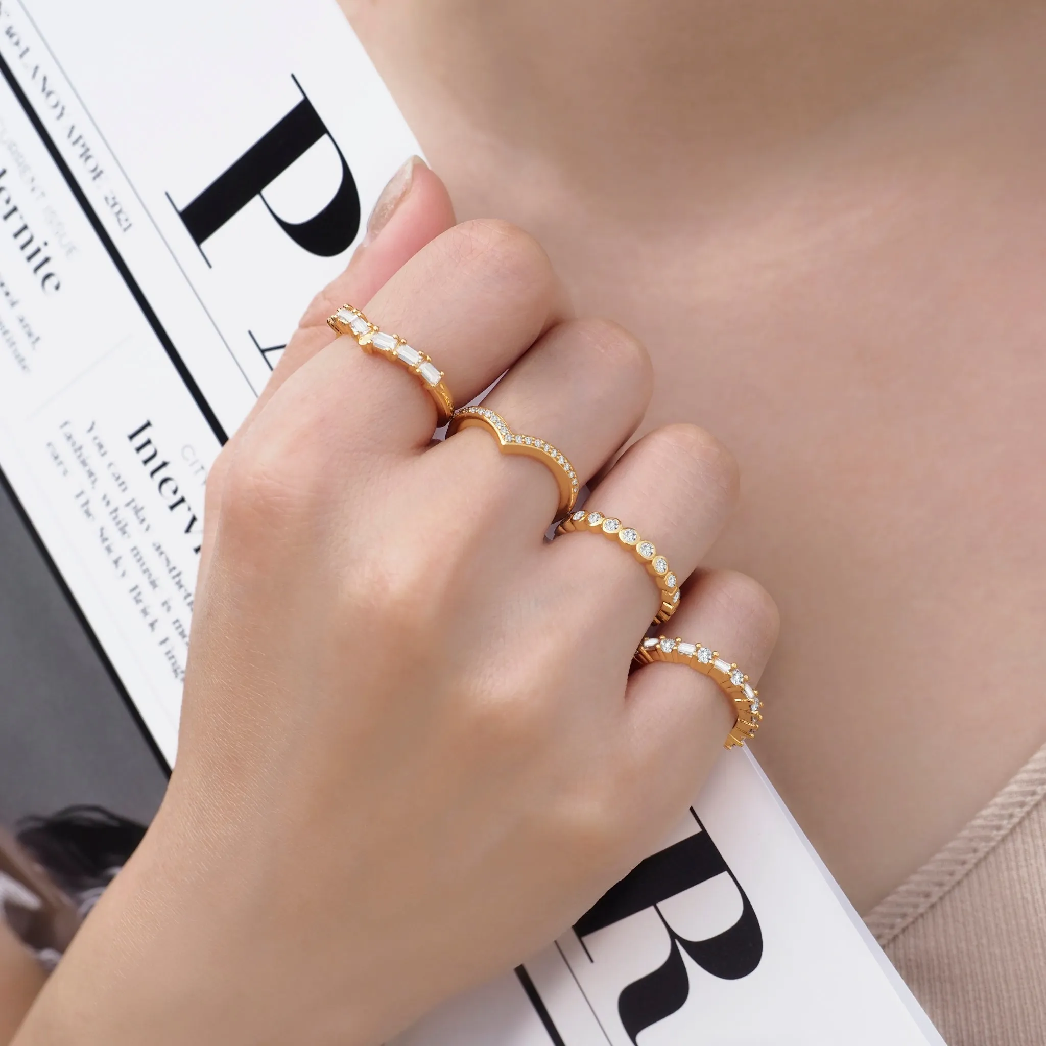 Baguette Crystal Piramid Ring
