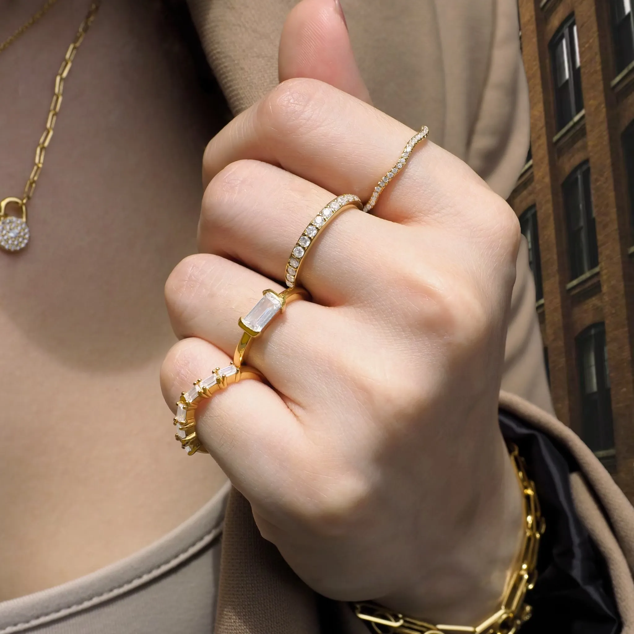 Baguette Crystal Piramid Ring