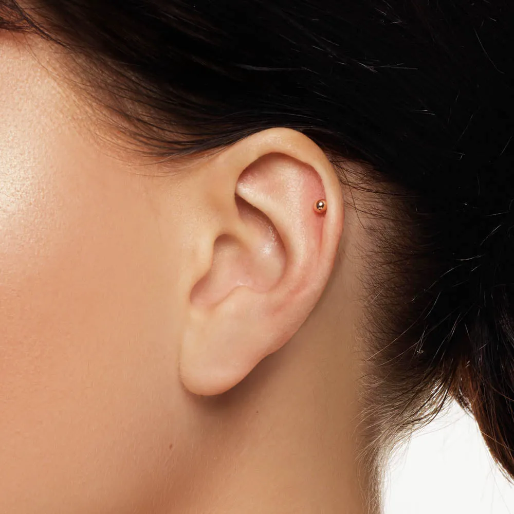 Ball Helix Single Stud Earring in 10k Rose Gold