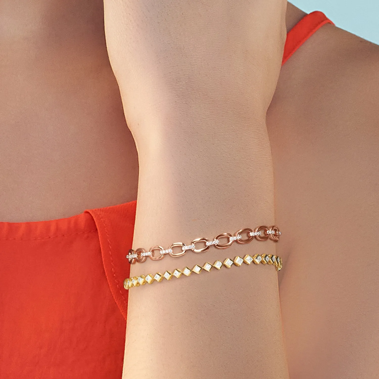 Bezel-Set Princess Tennis Bracelet