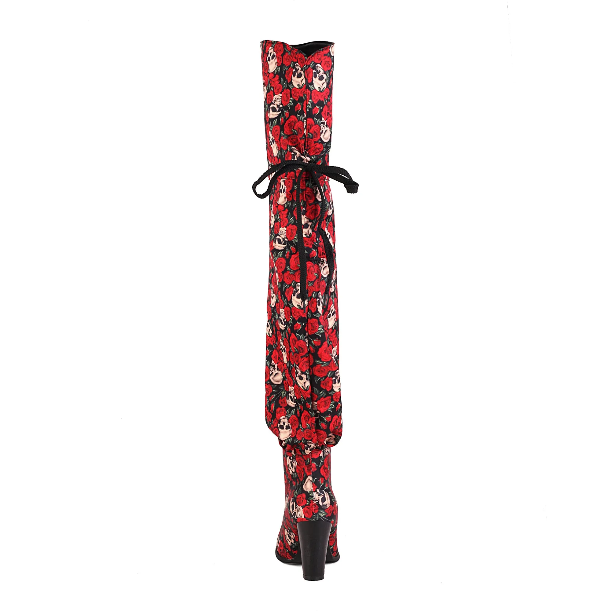 Bigsizeheels Halloween Skull Spoof Over the Knee Boots