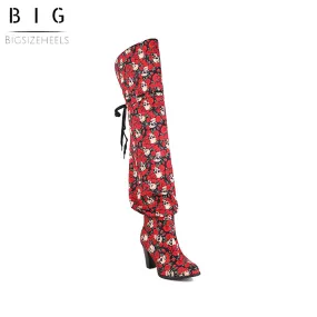 Bigsizeheels Halloween Skull Spoof Over the Knee Boots