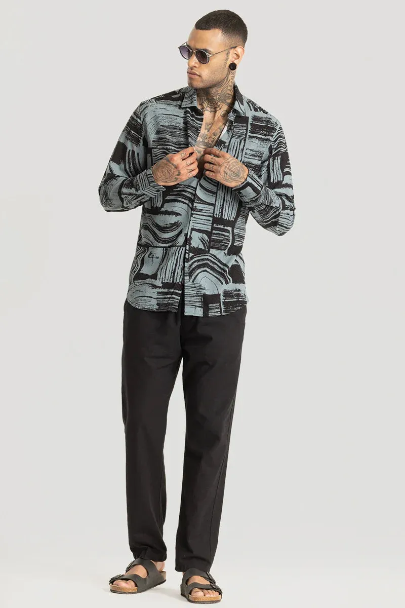 Blue Abstract Slim Fit Shirt