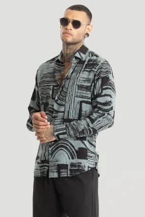 Blue Abstract Slim Fit Shirt