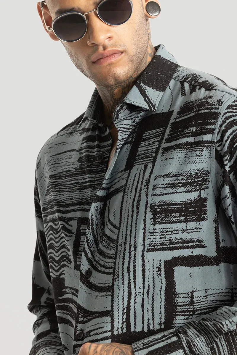 Blue Abstract Slim Fit Shirt