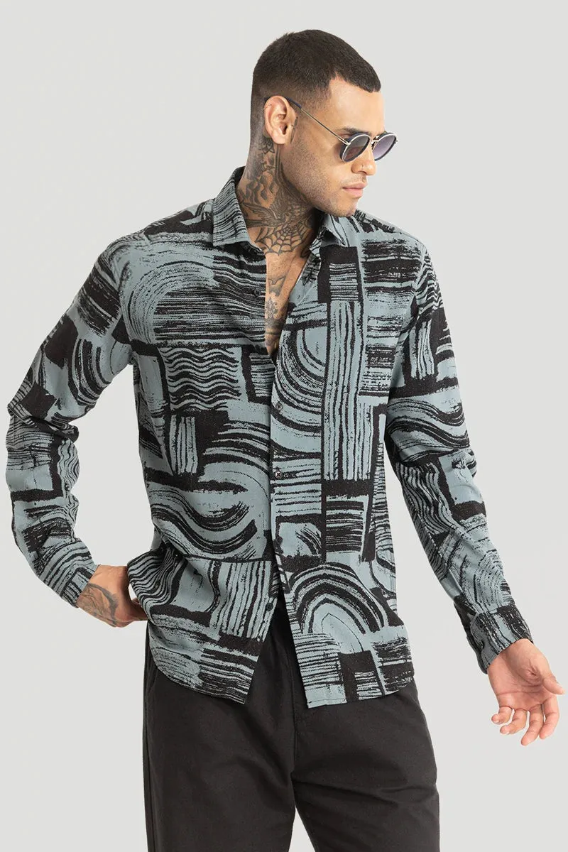 Blue Abstract Slim Fit Shirt