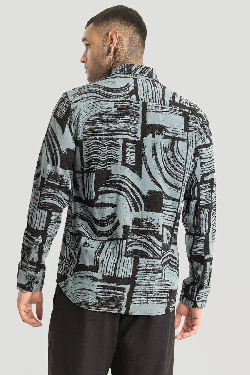 Blue Abstract Slim Fit Shirt
