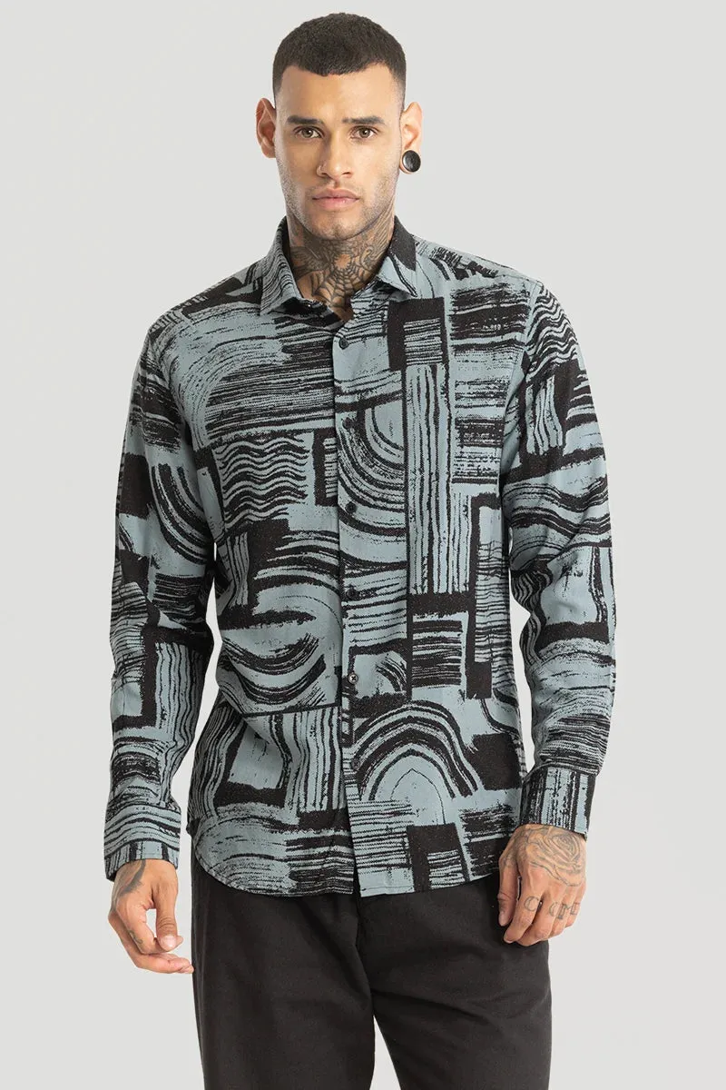 Blue Abstract Slim Fit Shirt