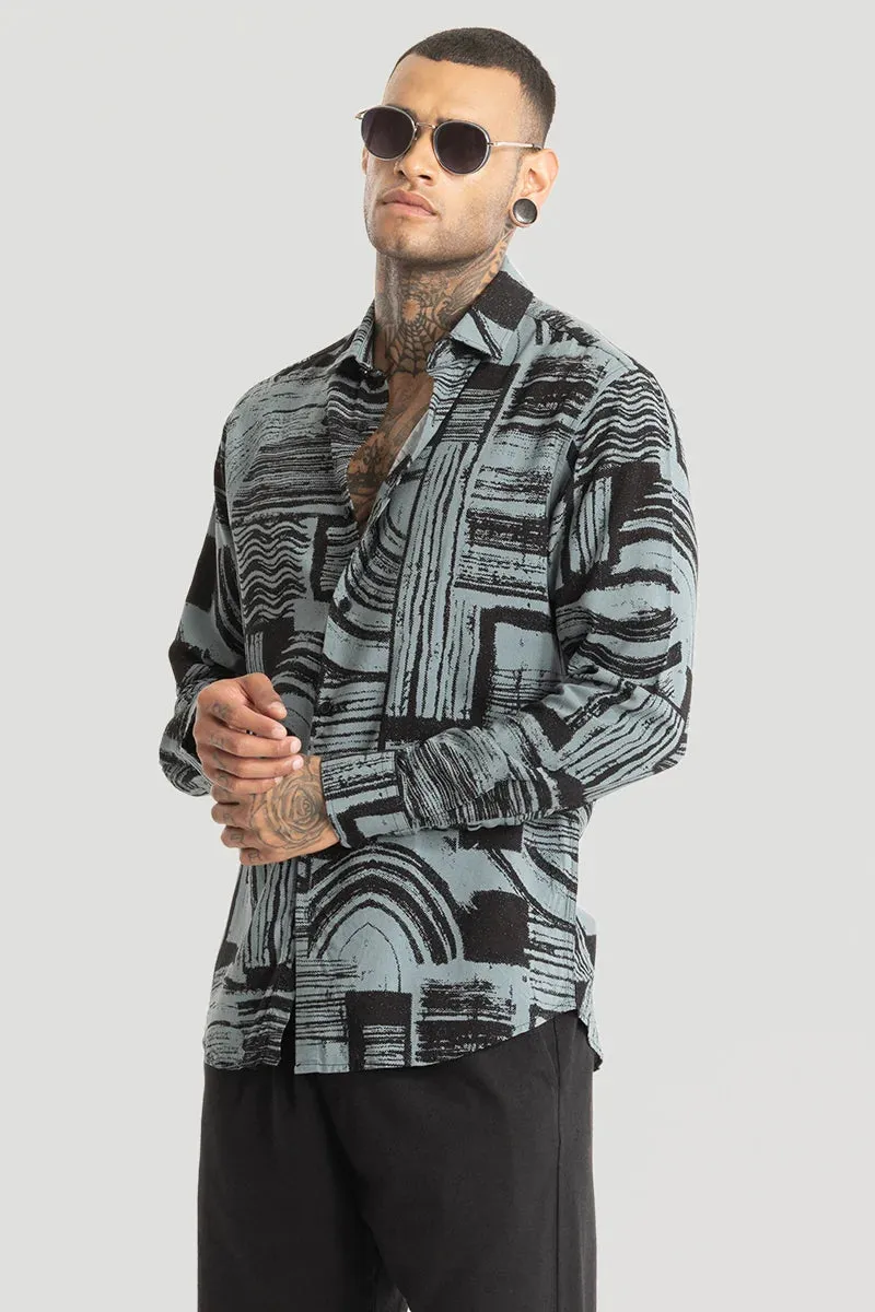 Blue Abstract Slim Fit Shirt