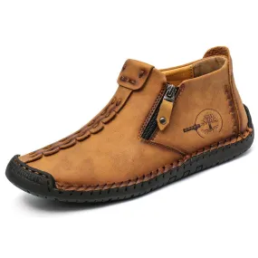 Bootara Men’s Octopus High-Top Zipper Boots Outdoor Casual Handmade Work Boots