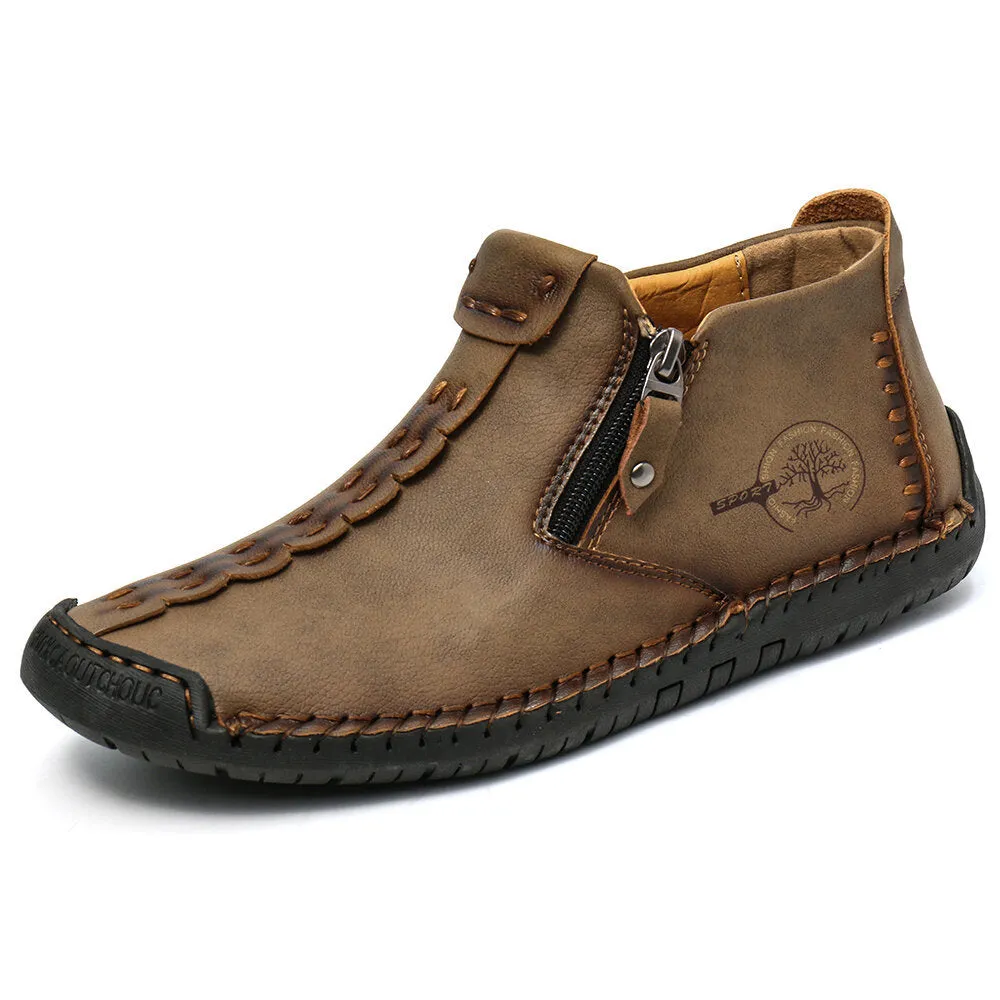 Bootara Men’s Octopus High-Top Zipper Boots Outdoor Casual Handmade Work Boots