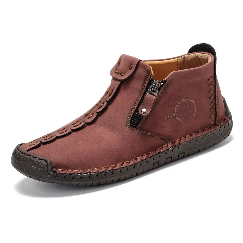 Bootara Men’s Octopus High-Top Zipper Boots Outdoor Casual Handmade Work Boots