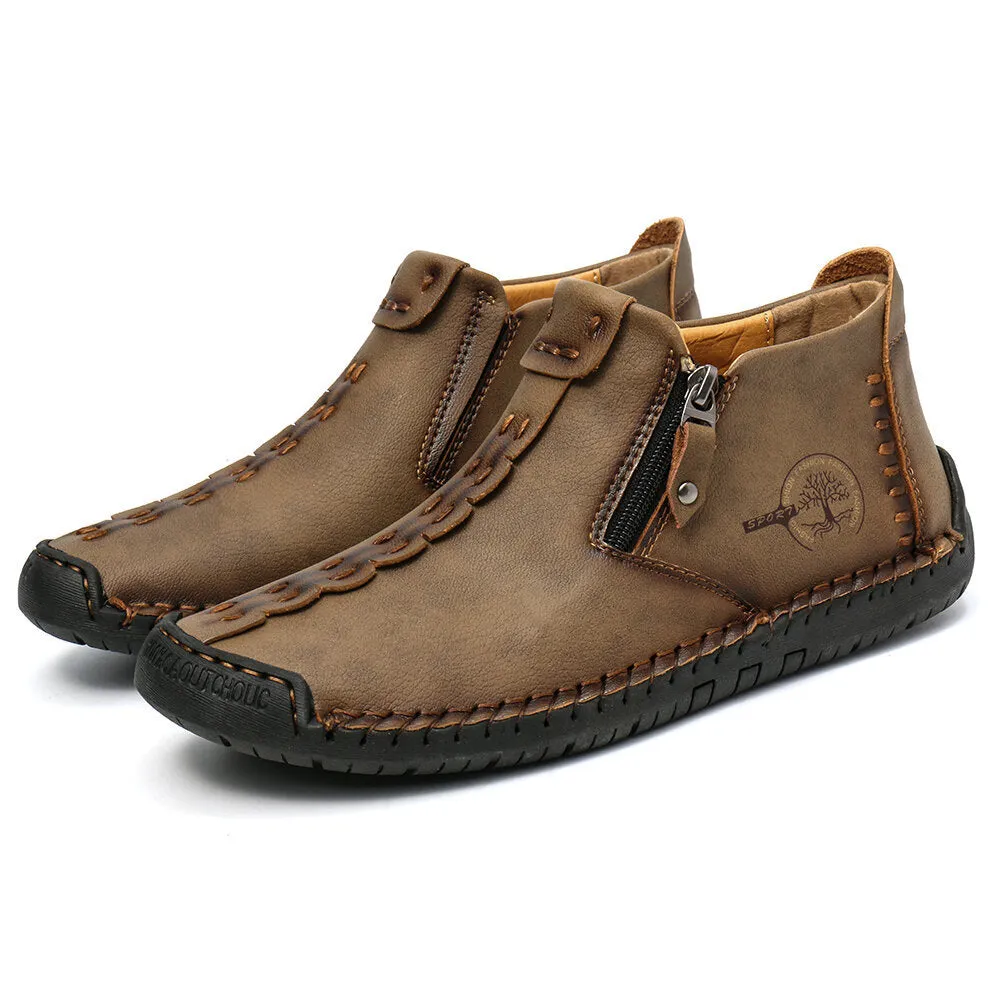 Bootara Men’s Octopus High-Top Zipper Boots Outdoor Casual Handmade Work Boots