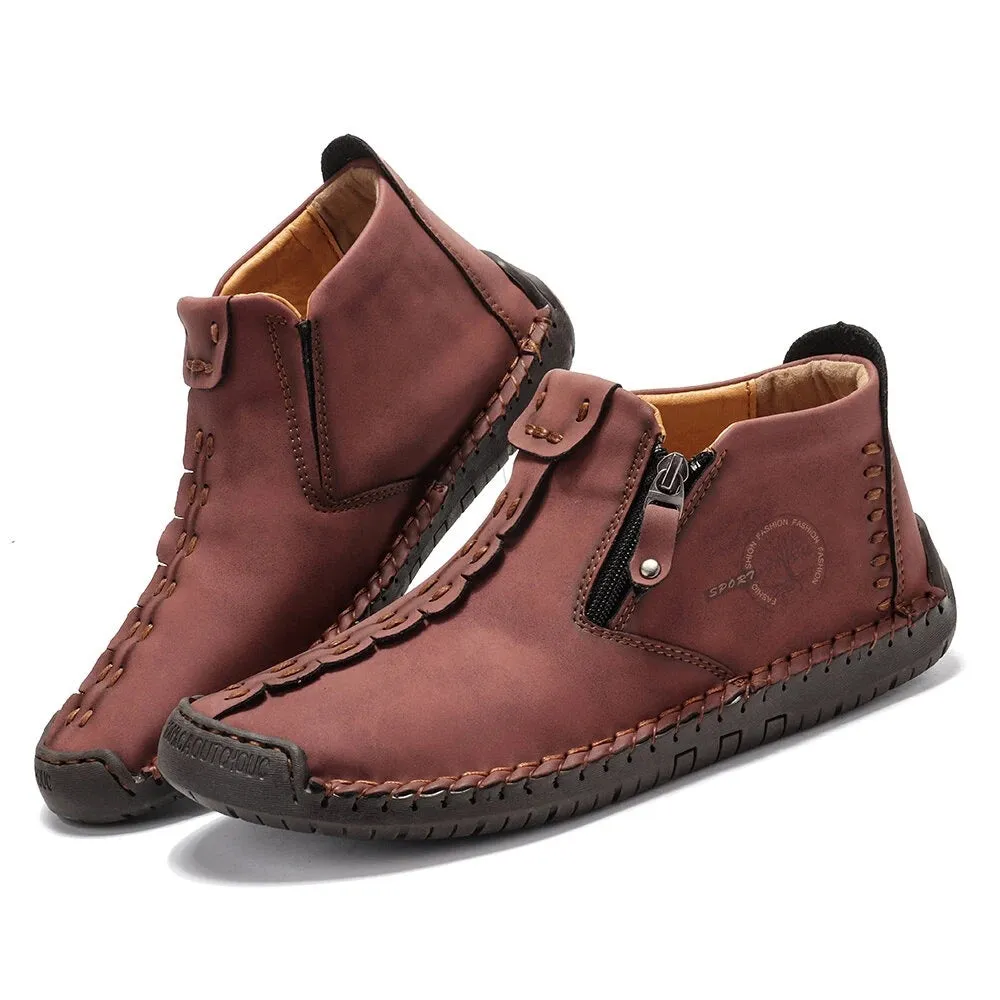 Bootara Men’s Octopus High-Top Zipper Boots Outdoor Casual Handmade Work Boots