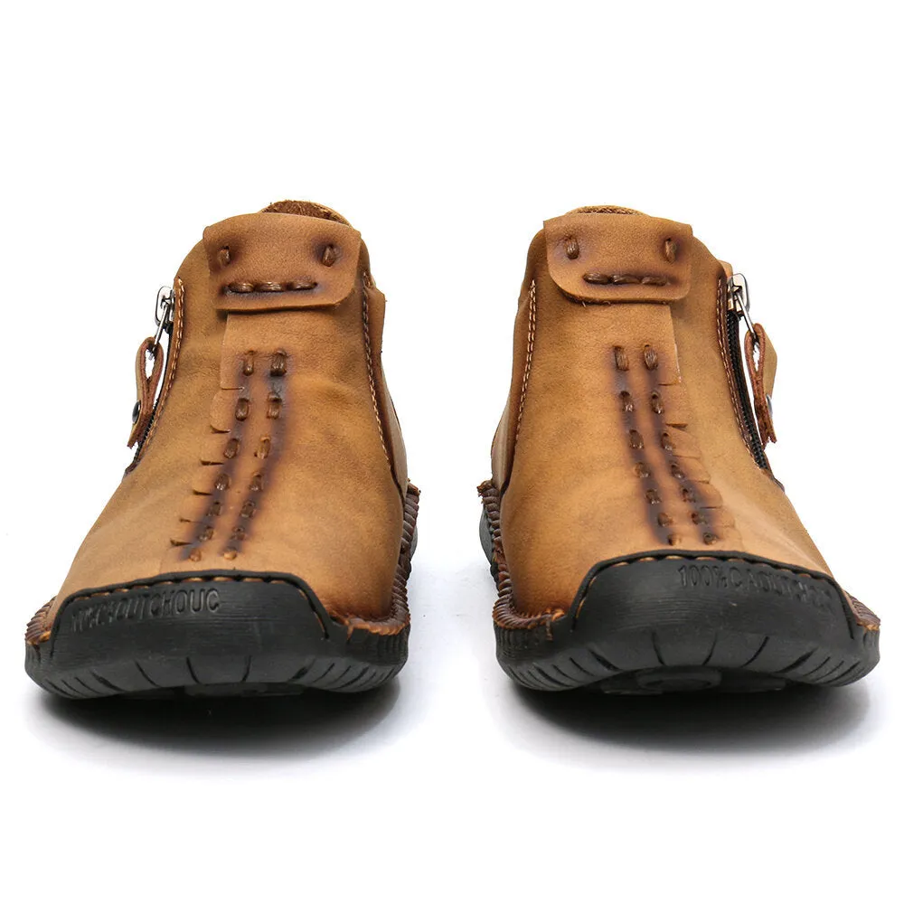 Bootara Men’s Octopus High-Top Zipper Boots Outdoor Casual Handmade Work Boots