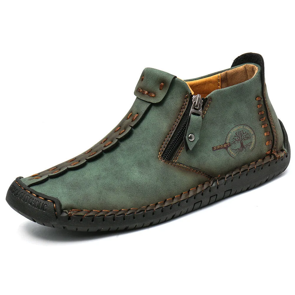 Bootara Men’s Octopus High-Top Zipper Boots Outdoor Casual Handmade Work Boots
