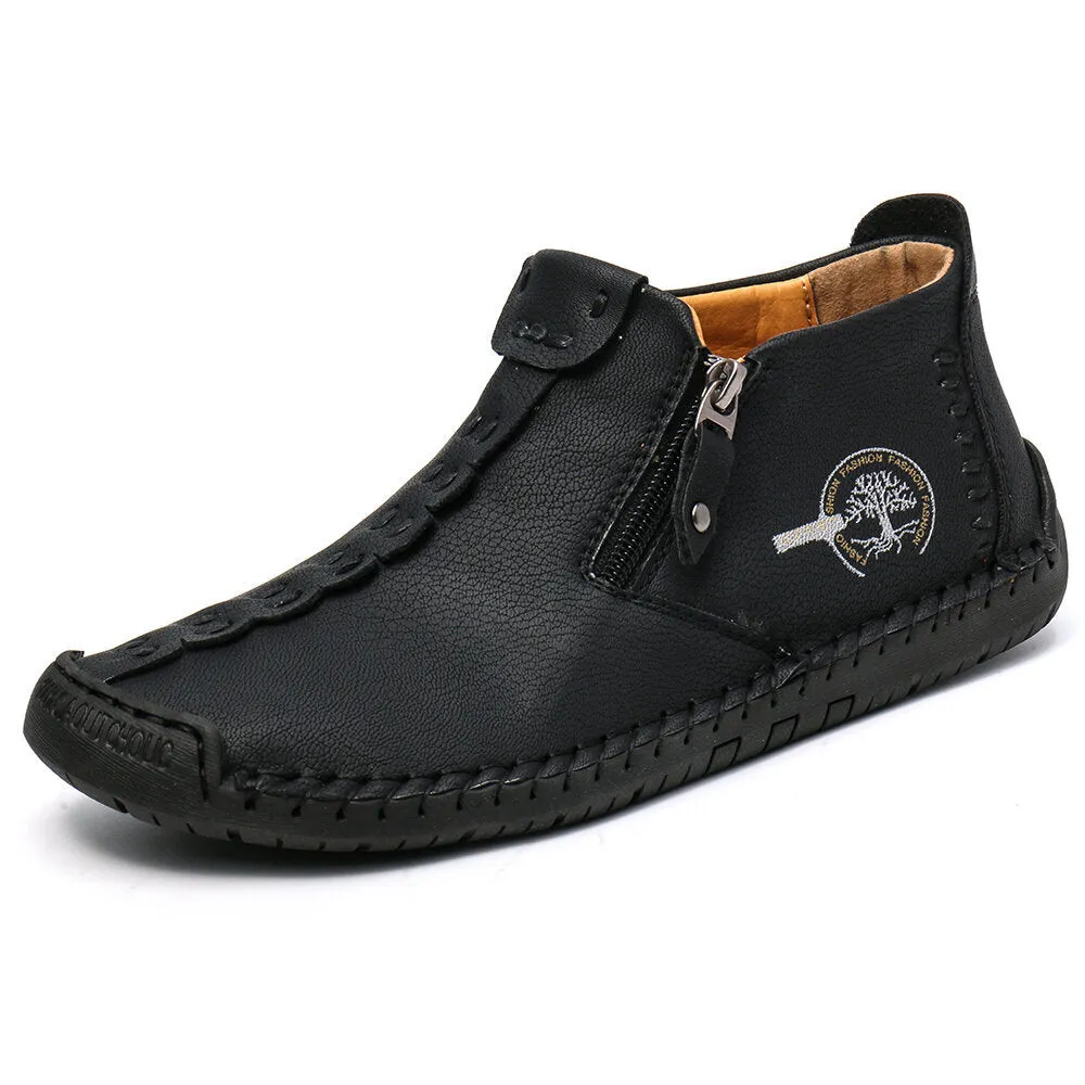Bootara Men’s Octopus High-Top Zipper Boots Outdoor Casual Handmade Work Boots
