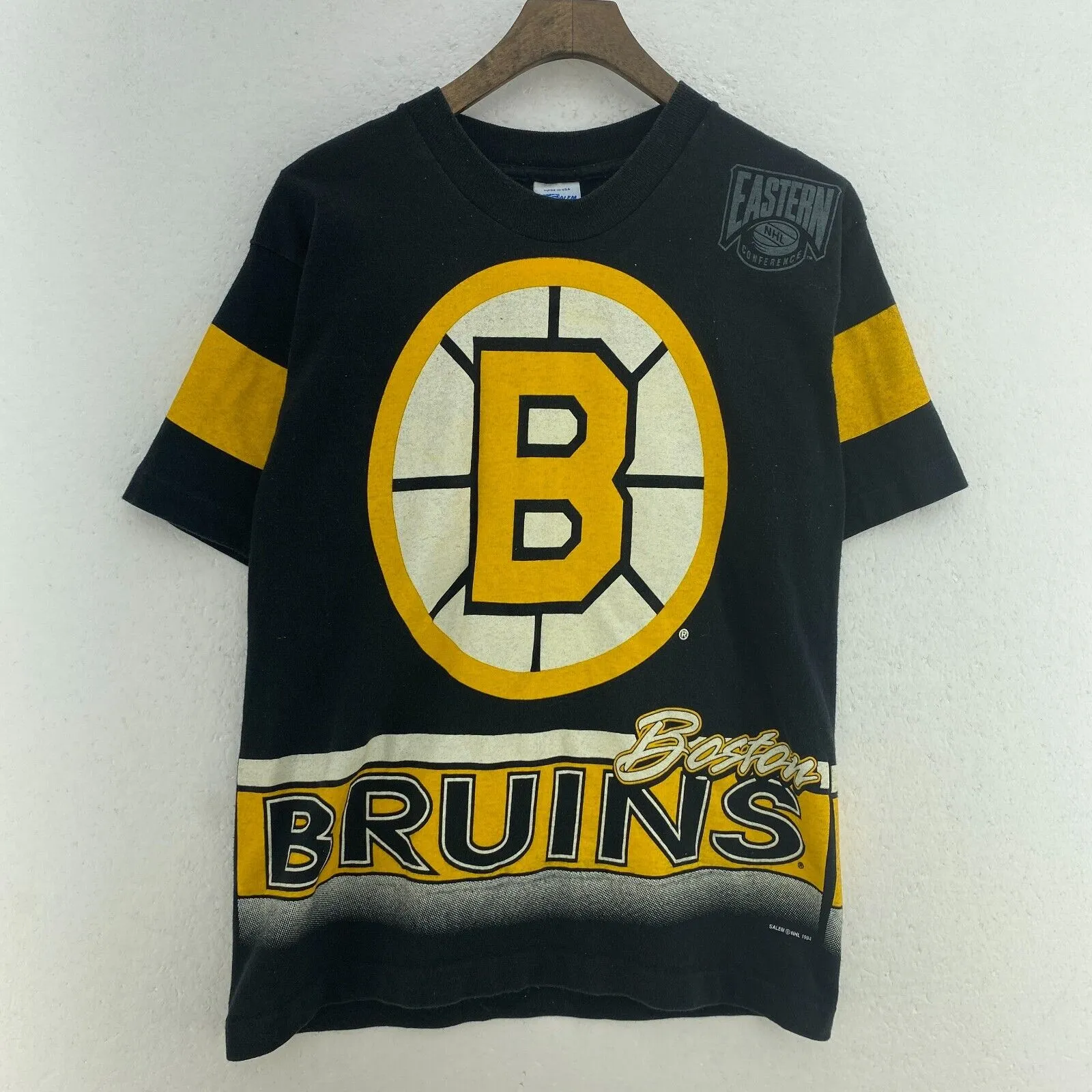 Boston Bruins NHL Salem 1994 Vintage Black T-shirt Size S Single Stitch