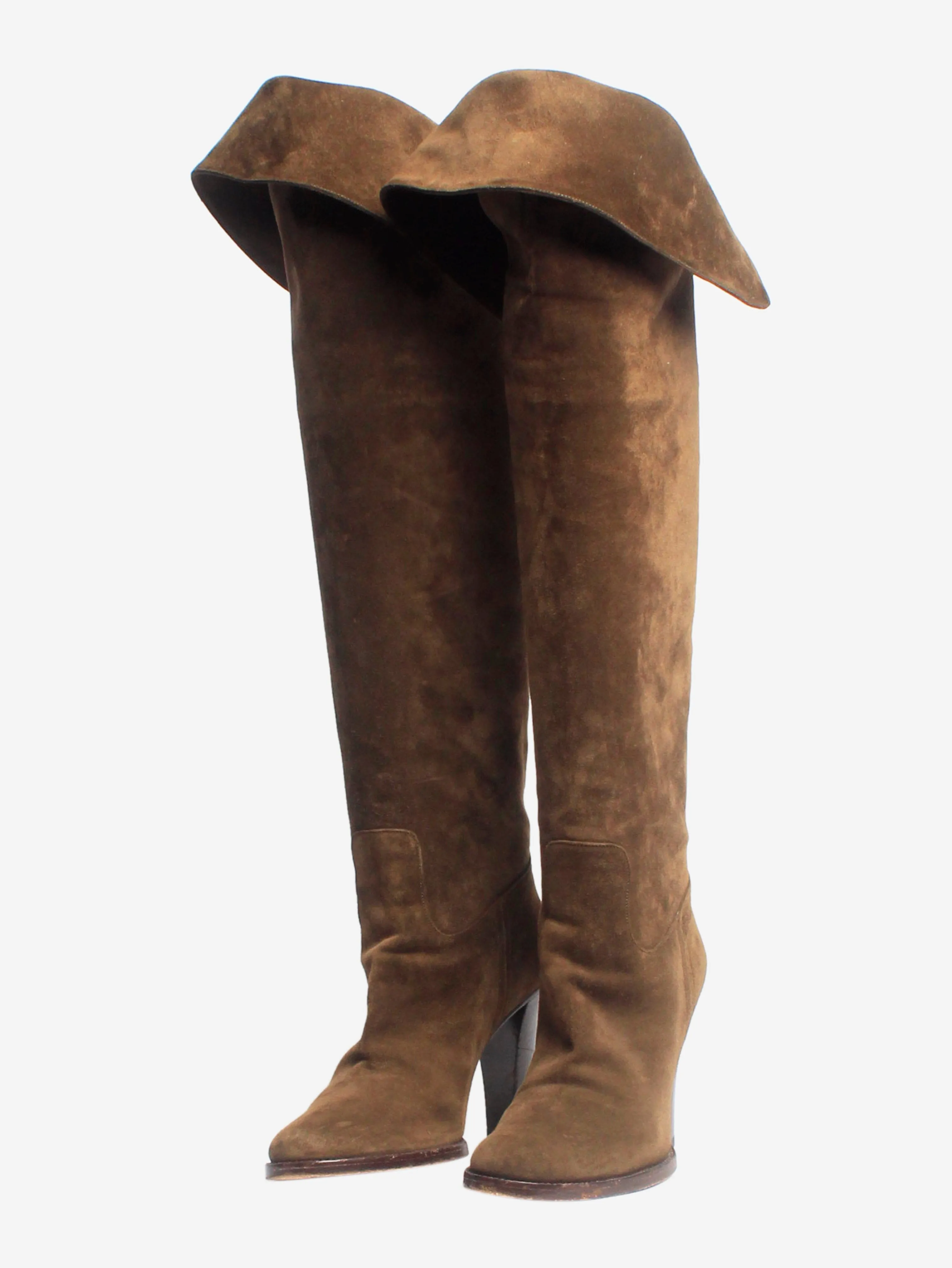 Brown suede over-the-knee boots - size EU 37