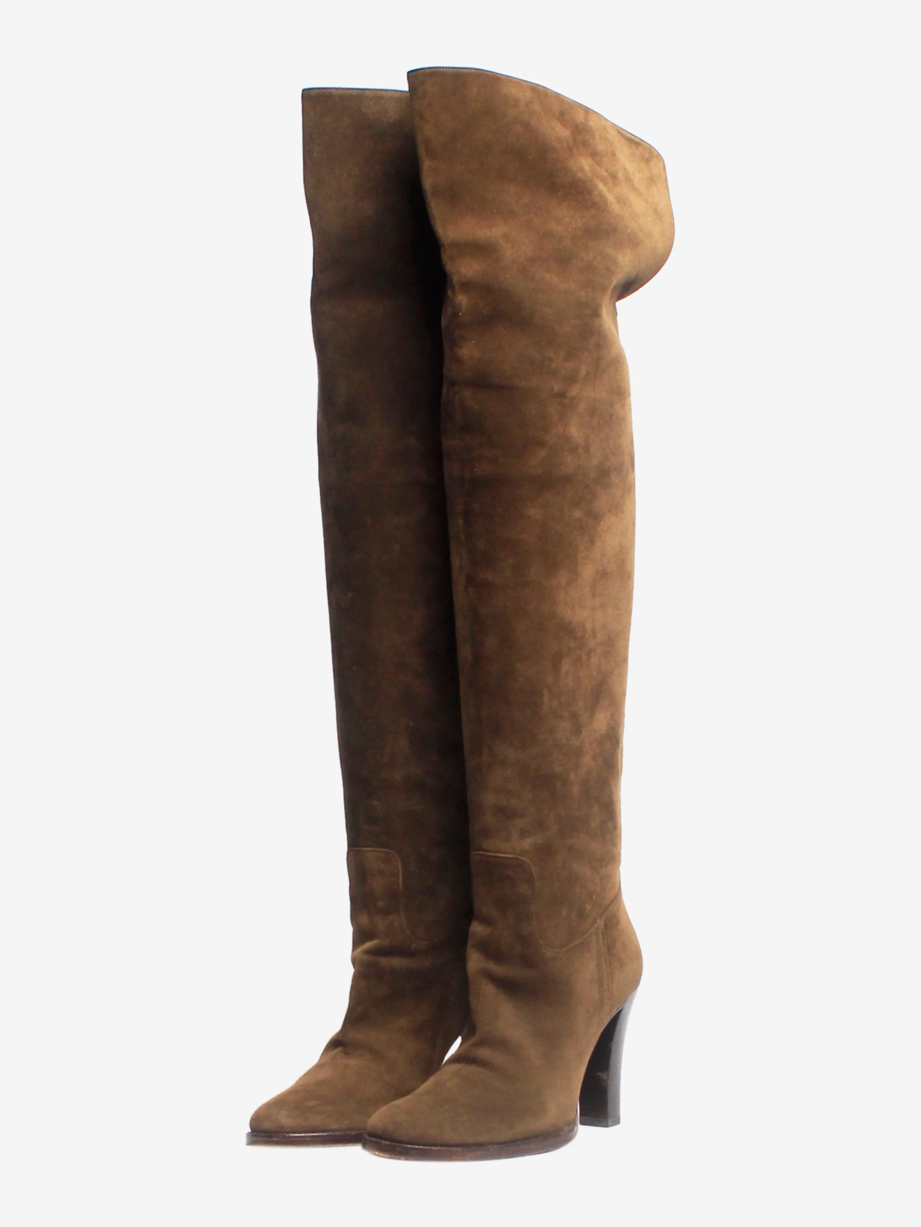 Brown suede over-the-knee boots - size EU 37