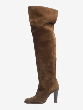 Brown suede over-the-knee boots - size EU 37