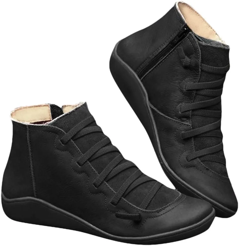 Cathalem Ankle Boots for Women Dressy Chunky Block Heel V Neck Ankle Cowgirl Boots Arch Support Pointed Toe Short Womens Cowboy Boots