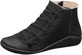 Cathalem Ankle Boots for Women Dressy Chunky Block Heel V Neck Ankle Cowgirl Boots Arch Support Pointed Toe Short Womens Cowboy Boots