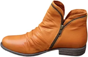 Cathalem Boots for Women 2024 Leather Damping Shoes Low Heel Shoes Retro Casual Zipper Womens Boots Side Zip-up Vintage