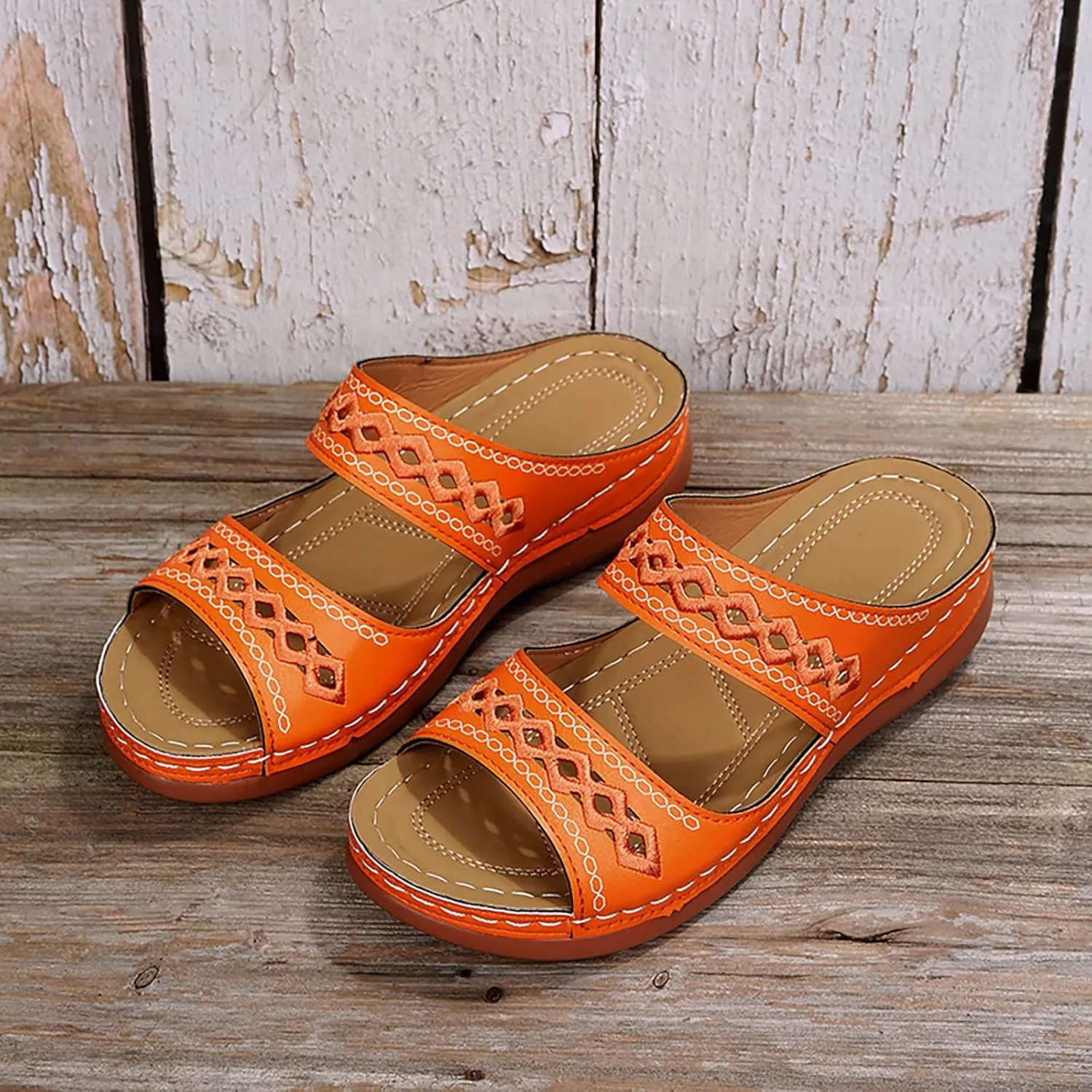 Cathalem Orthopedic Wedge Sandals for Women Summer Dressy Open Toe Ankle Strap Platform Sandals Comfortable Casual Low Wedges Sandals