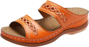 Cathalem Orthopedic Wedge Sandals for Women Summer Dressy Open Toe Ankle Strap Platform Sandals Comfortable Casual Low Wedges Sandals