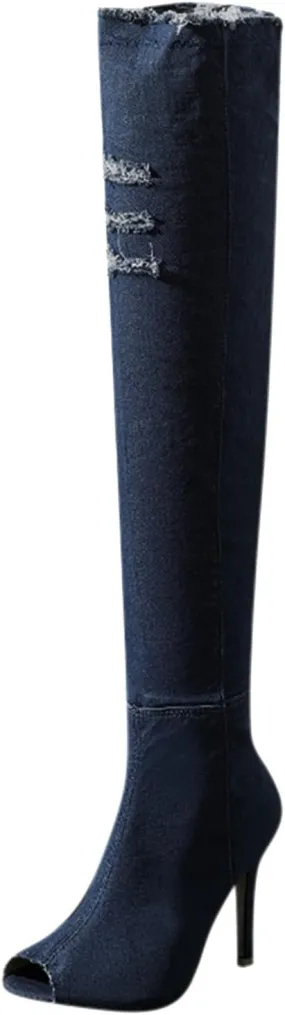 Cathalem Over the Knee Boots for Women High Heels Over The Knee Boots Thigh High Pointed Toe Stiletto Long Fall Sexy Boots