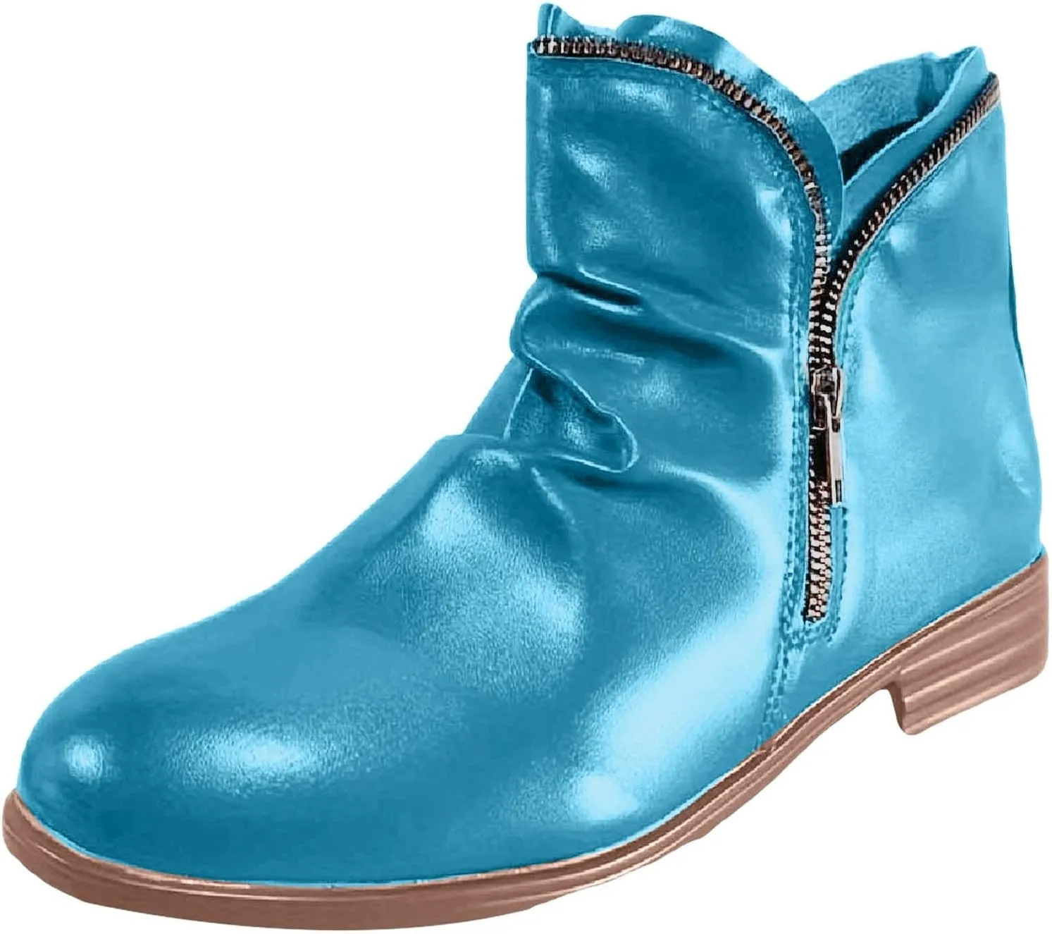 Cathalem Womens Ankle Boots Classic Flat Low Heel Pointed Toe Buckle Slip On Zip Fashion Comfortable Booties Fall Boots 2024